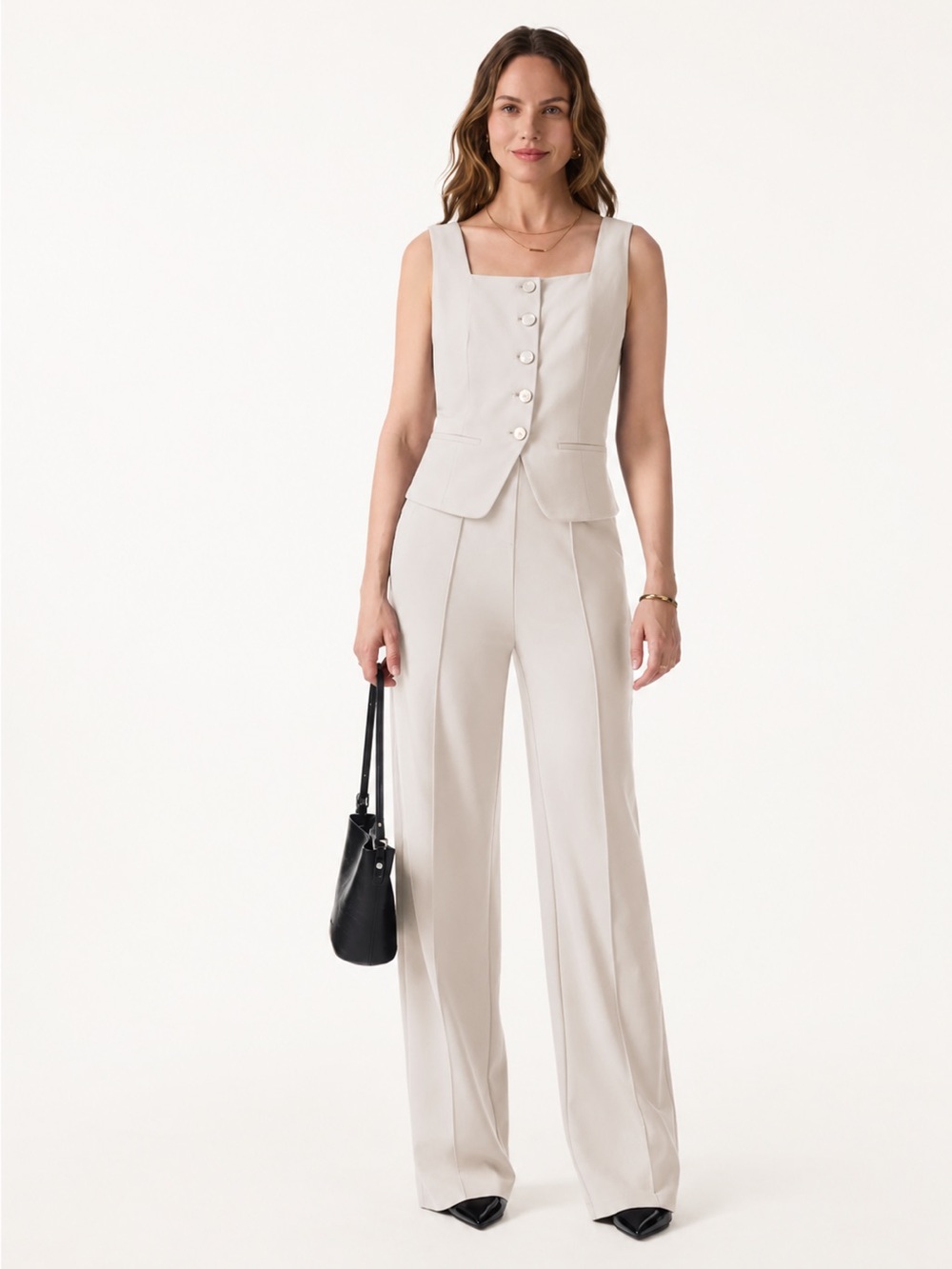 OGL Women's Wide Leg & Vest set in Fog